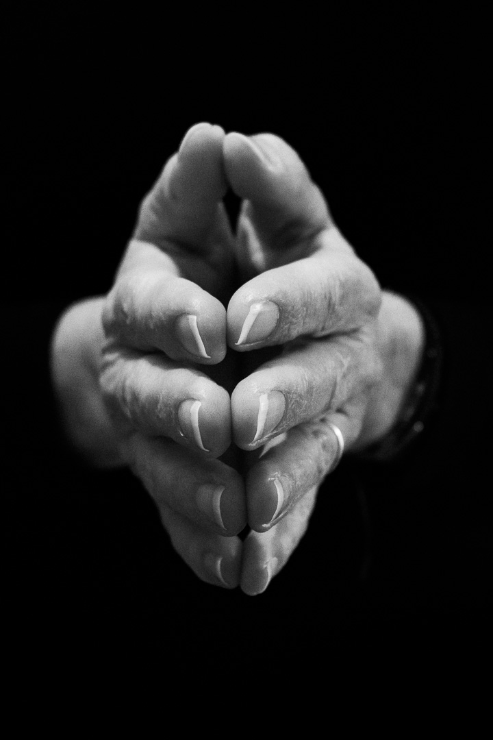 black and white photograph of my hands
